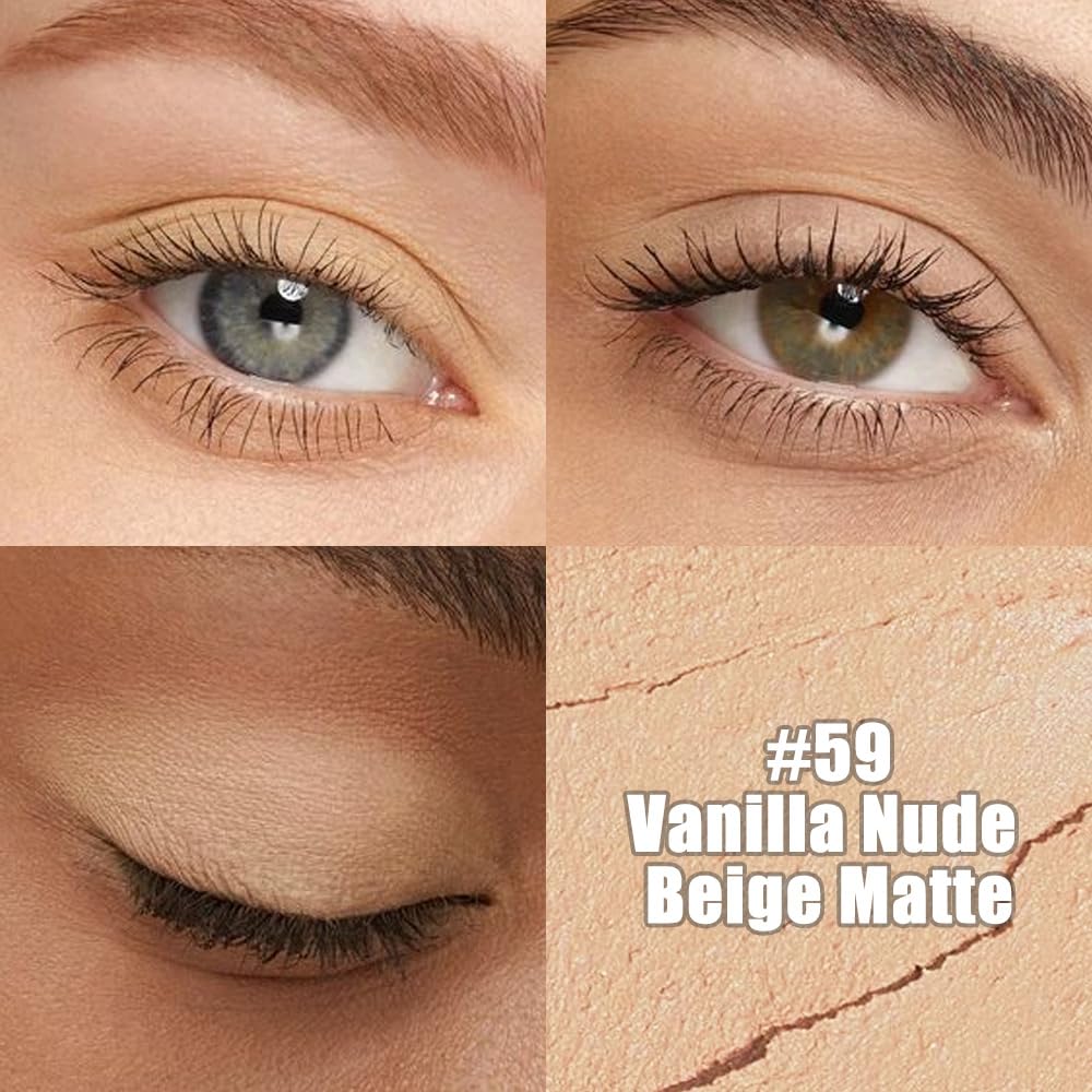 evpct Beige Matte Cream Eye Shadow Sticks Brightener Pencils for Women, Beige Yellow Silky Eyeshadow Applicator Stick Pen Waterproof, Blendable Crease-Proof Stick Eyeshadow Matte Eye Makeup 59