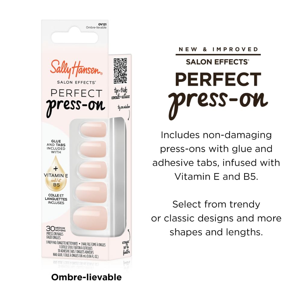 Sally Hansen Instant Cuticle Remover and Salon Effects Ombre-Lievable Press On Nails Kit, Nail Treatment and Manicure Set