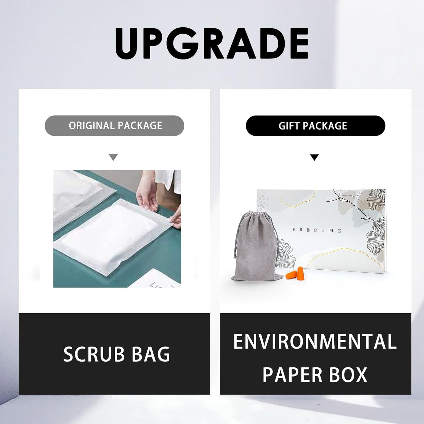 FRESHME Deluxe Cotton Sleep Mask Gift Set - 100% Blackout Large Comfortable Blindfold Adjustable Eye Mask Pillow in Gift Box for Men Women Side Sleeper Travel Meditation Airplane