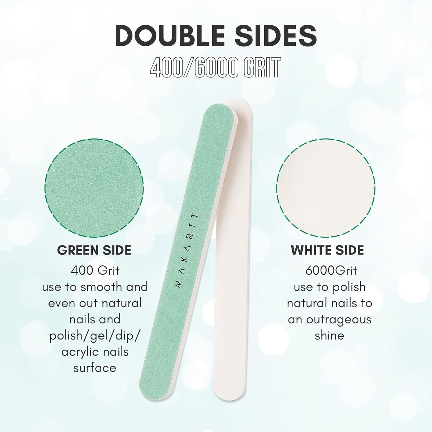 Makartt Nail Buffer: 400/6000 Grit Extra Fine Buffer Nail File, Nail Buffer and Shine Kit for Natural & Acrylic Fingernail, Easy to Hold, Green White, 10 Pcs