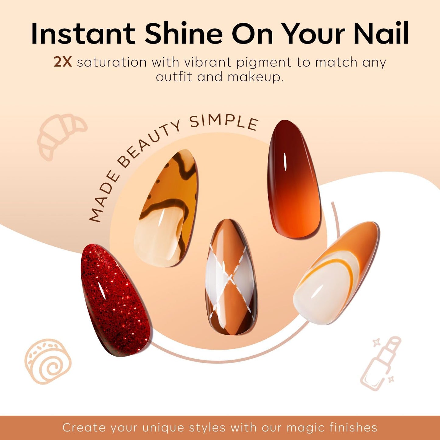 Modelones Fall Gel Nail Polish Set, 6 Colors 2025 Maple Burnt Orange Brown Maroon Burgundy Red Glitter Gel Polish Cherry Mocha Turkey Pumpkin Color Changing Nail Polish Halloween Manicure LED DIY Gift
