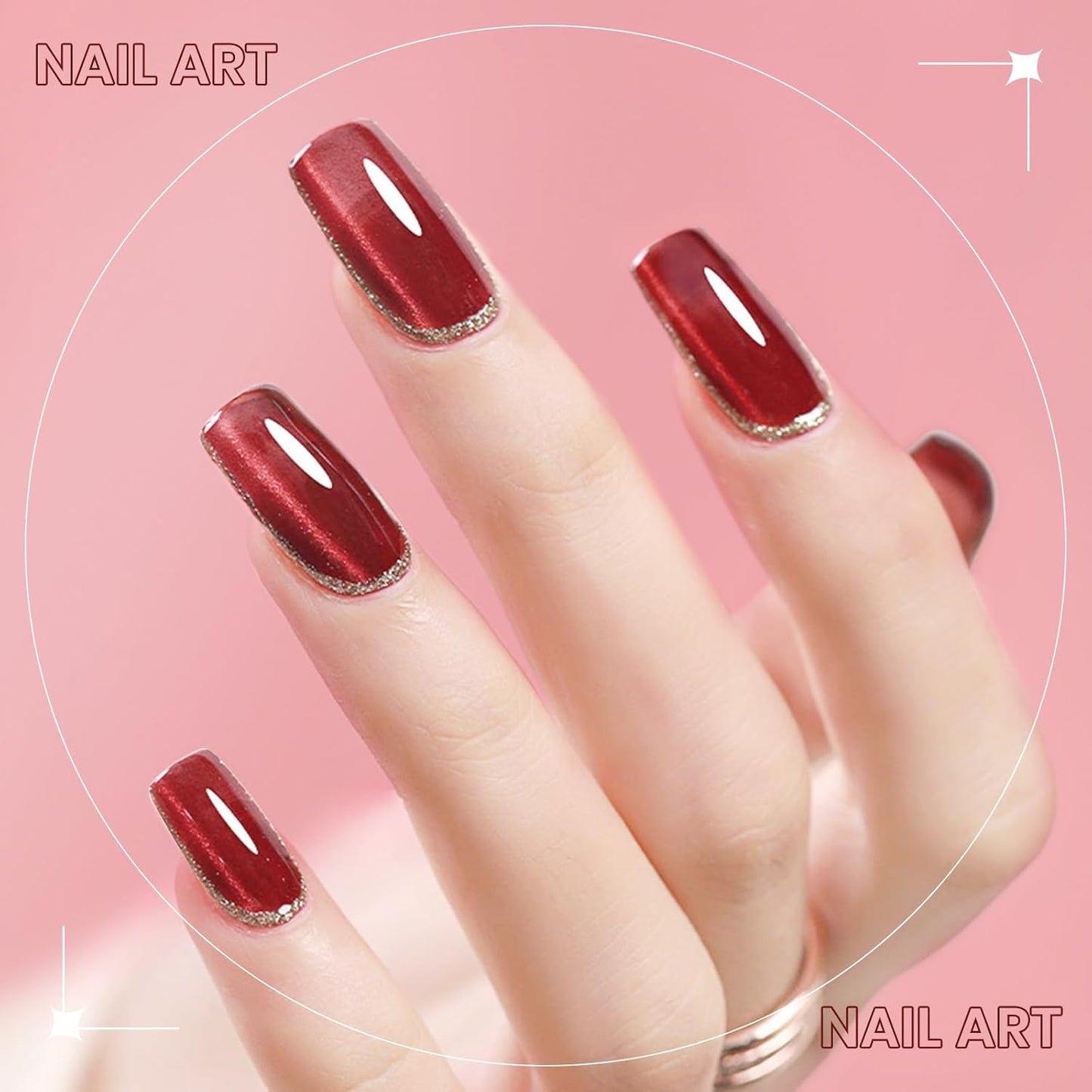 Red Cat Eye Gel Nail Polish, 15ML Jelly Glass Cateye Gel Polish with Magnet Moonlight Shimmer Glitter Magnetic Nail Polish Soak Off Salon DIY at Home