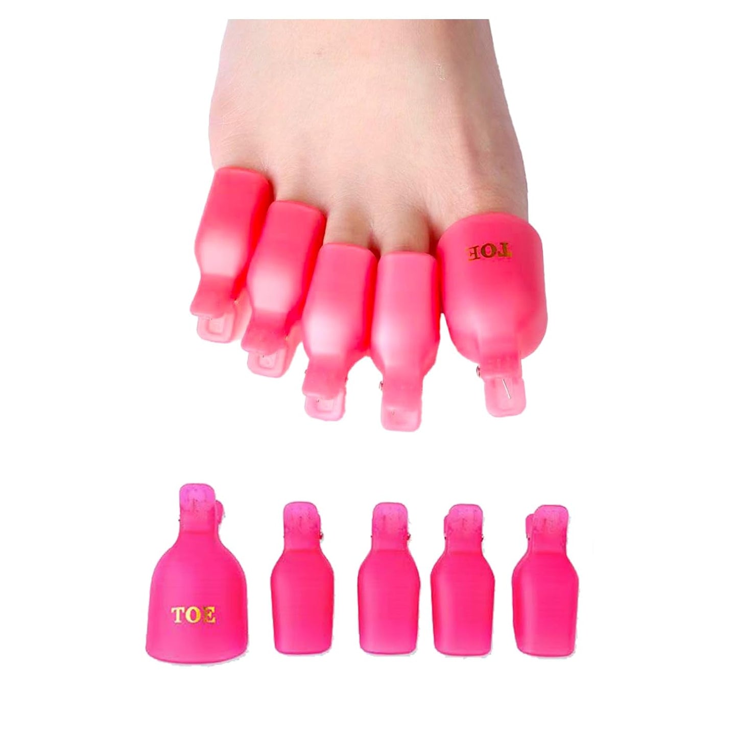 (10 Pcs Pink Toenail) Plastic Acrylic Nail Art Soak Off Cap Clip UV Gel Polish Remover Wrap Tool Gel Nail Polish Remover Clips for Fingernail Removal Soak Off Clips Wrap Cleaner Cap Clip