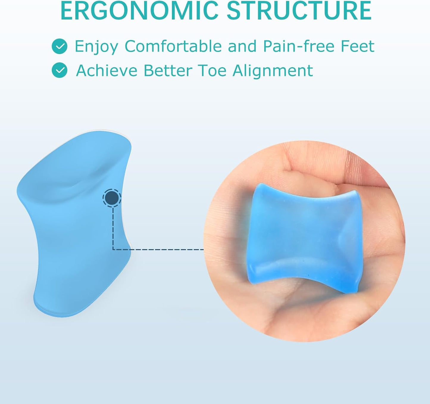 Upgraded Gel Toe Separators – 12-Pack Bunion Pads – Toe Spacers for Straightening Overlapping Toes, Bunions, Calluses – Soft Silicone Bunion Corrector for Men and Women(Small Size)