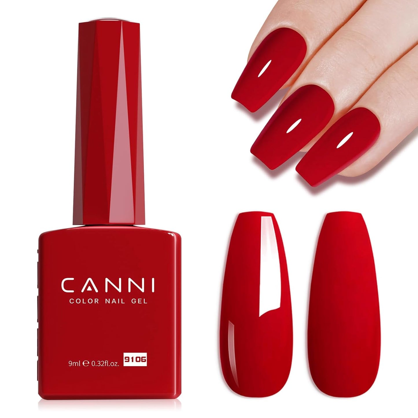 CANNI Gel Nail Polish Red Colors, 1Pcs Red Gel Polish High Gloss Soak Off UV Nail French Nail Manicure Salon DIY