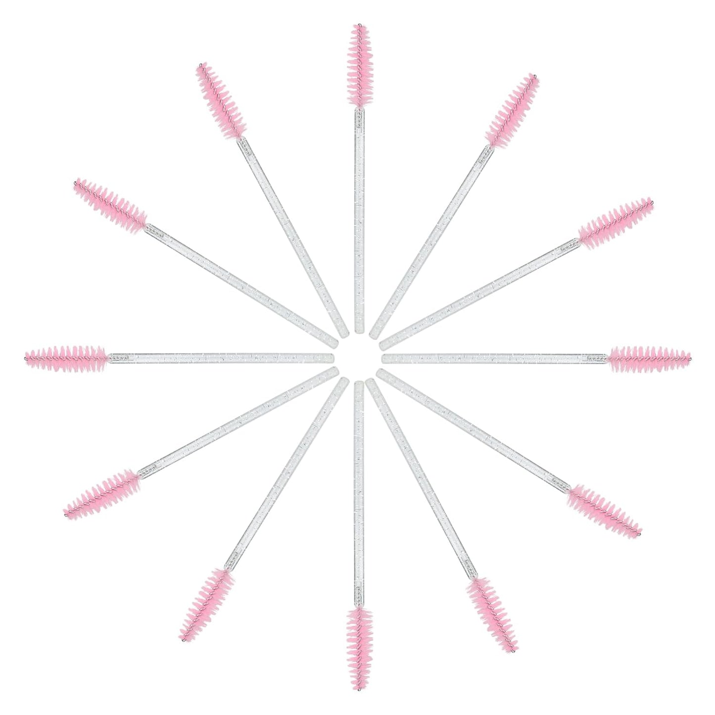 G2PLUS 100PCS Disposable Mascara Brushes, Crystal Lash Brush Makeup Kit, Adjustable Eyelash Spoolies for Eyelash Extensions, Eyebrow and Makeup (White + Pink)