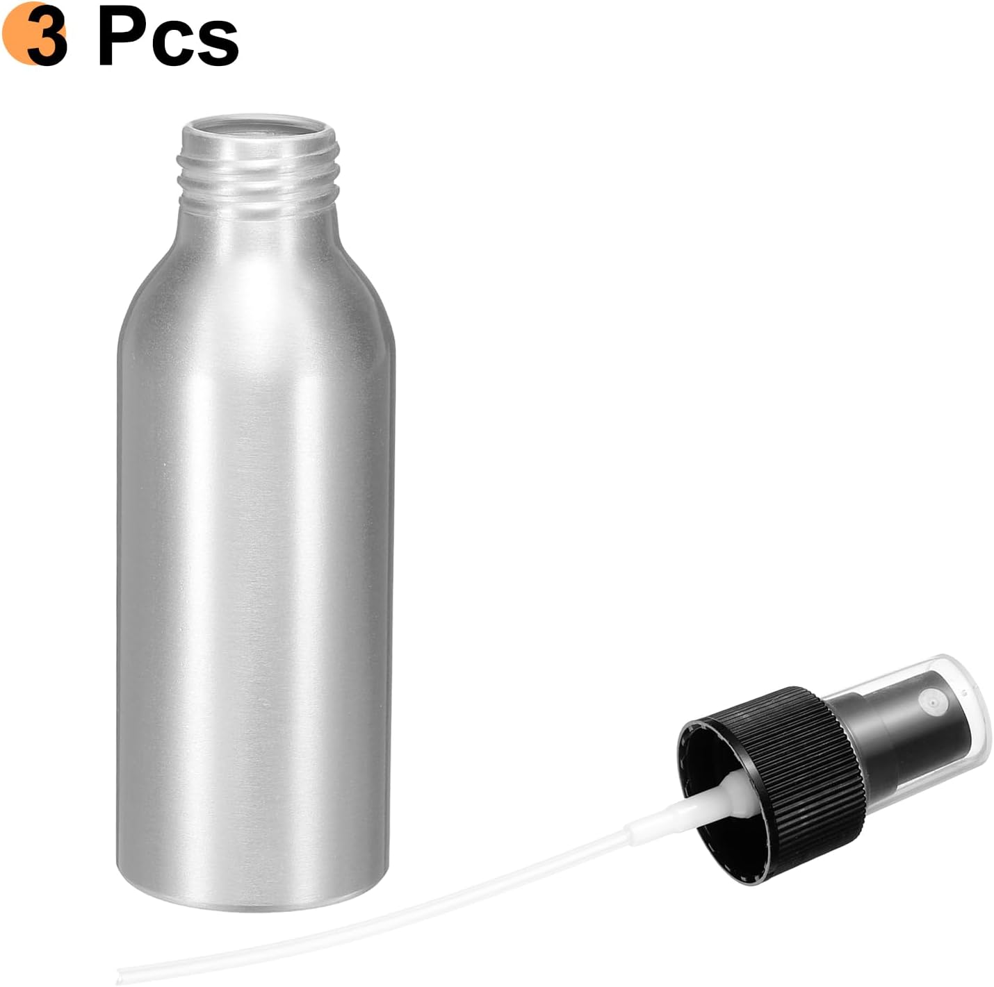HARFINGTON 3pcs Aluminum Fine Mist Spray Bottles 100ml/3.4oz Metal Small Liquid Alcohol Refillable Travel Container with Black Plastic Nozzle Cap for Perfume Skincare Cosmetic Storage Bottle