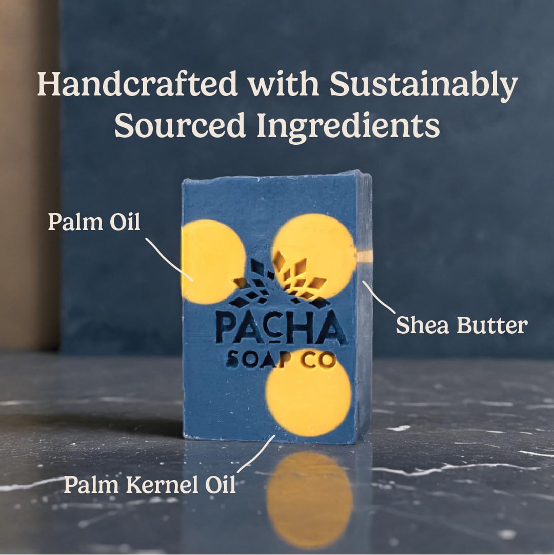 Pacha Soap Co. Bar Soap - Premium, Handcrafted, Hydrating, Natural Face Wash, Hand Cleanser, Body Wash, Soothing Essential Oils (Lavender & Blue Tansy, 5-Pack, 4 oz ea)