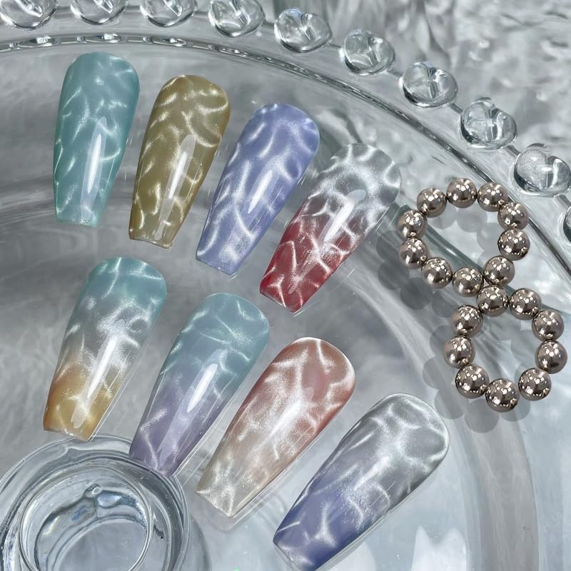 10Pcs Round Cat Eye Magnet Beads for Nails – Strong Magnetic Beads for Cat Eye Gel Polish, Water Ripple Nail Art Tool Set