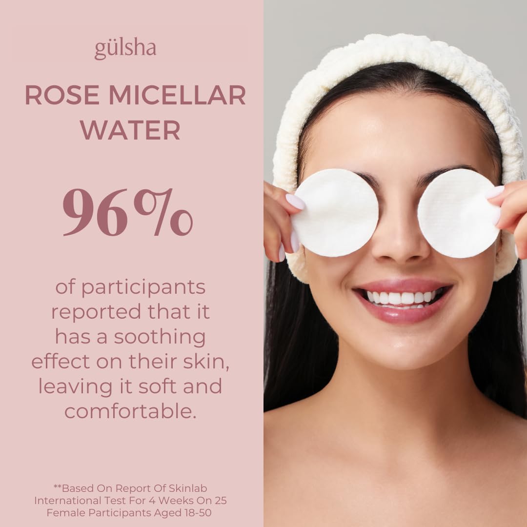 GULSHA Rose Micellar Water - Facial Cleanser & Makeup Remover, Fragrance-free Hydrating Cleanser, Softens the Skin, Formula designed in France for All Skin Types, Natural Origin, 200ml (6.76 fl oz)