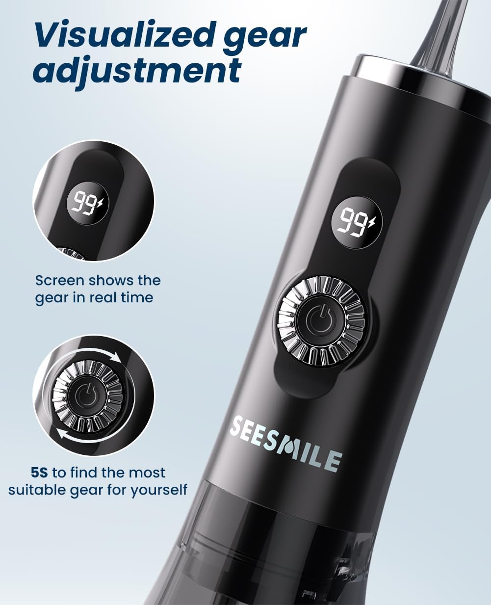 Water Dental Flosser Teeth Pick: 100 Modes Portable Cordless Oral Irrigator 300 ML Rechargeable Water Flosser IPX7 Waterproof Powerful Battery for Home Travel - Black