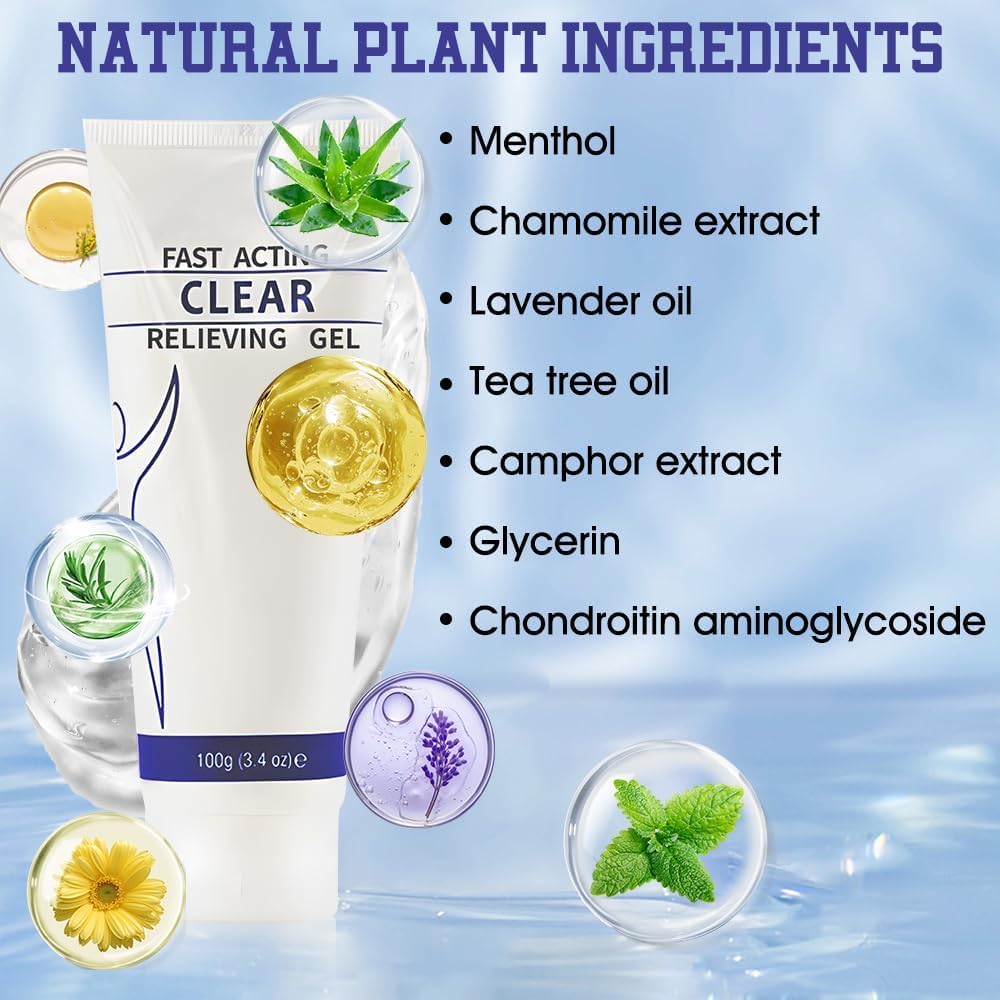 Soothing Cooling Gel 100g,Relieve Muscle Tension,Sports Soothing Cooling Body Care,Cooling with Menthol and Frankincense,Fast Absorbing for Women and Men,Brings a Comfortable Feeling(100g/3.04oz)