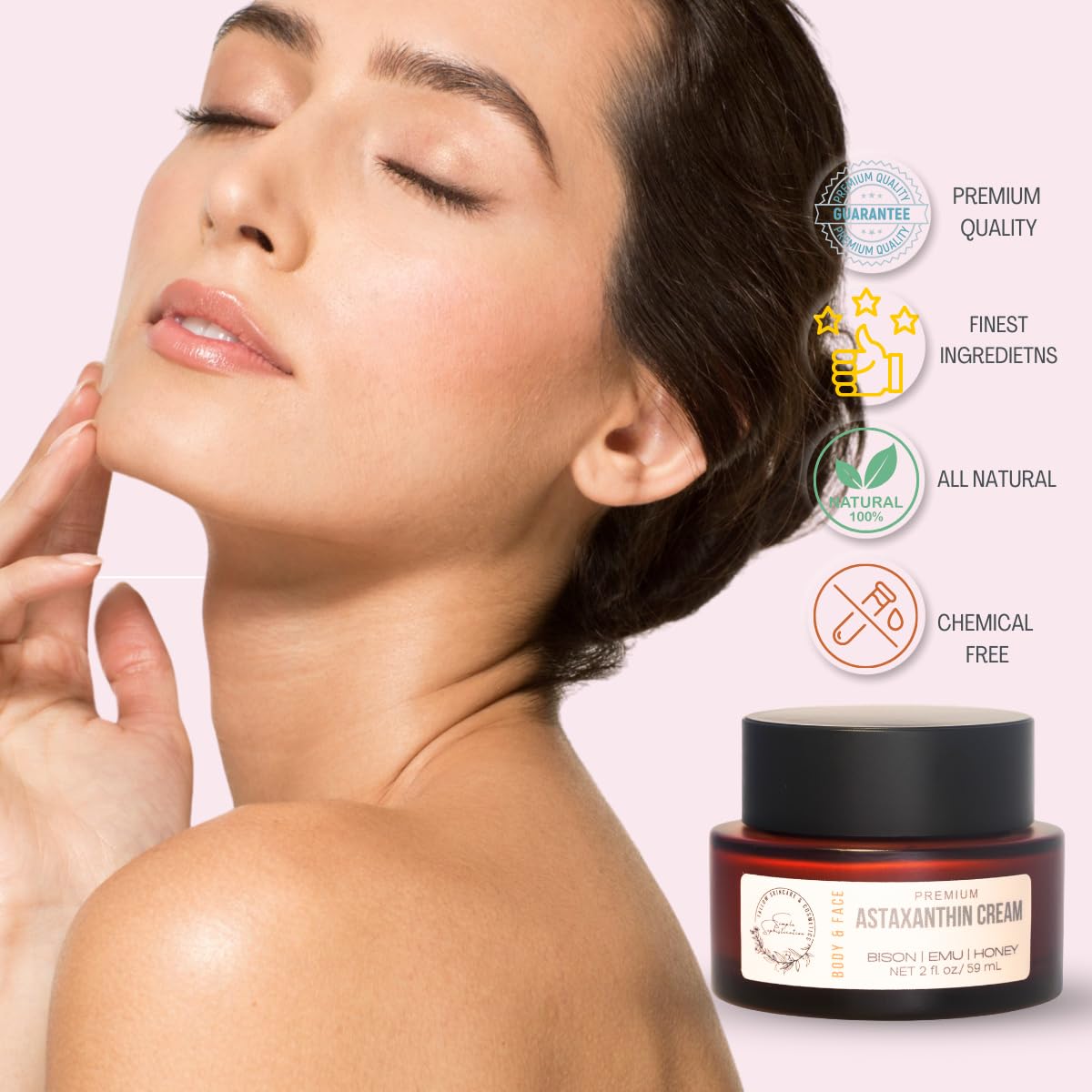 BISON | EMU | HONEY Balm - made with pasture raised Bison tallow and antioxidant Astaxanthin | Tallow Balm | with honey and emu oil | All natural | suitable for sensitive skin - 2 fl oz