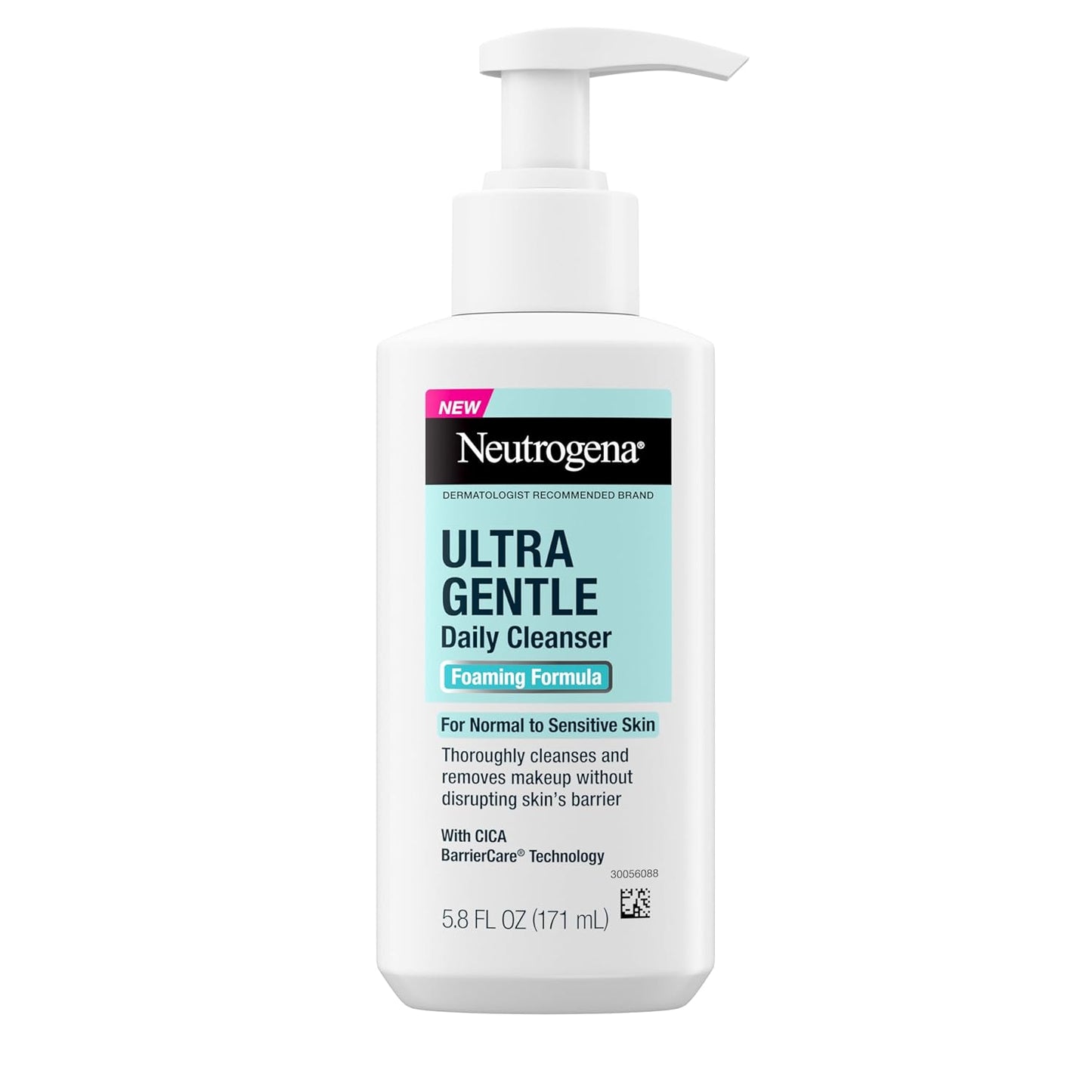 Neutrogena Ultra Gentle Foaming Facial Cleanser, Foaming Face Wash for Sensitive Skin, Gently Cleanses Away Dirt, Oil & Makeup Without Over Drying, Fragrance-Free, 5.8 fl. oz