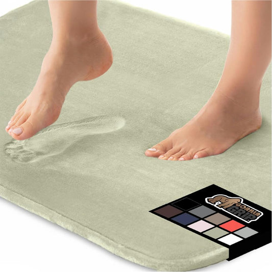 GORILLA GRIP Memory Foam Bath Mat, Soft Absorbent Velvet Bathroom Mats, Durable Dots on Underside, Machine Washable Bathmat, Carpet Rug Room Decor for Shower Tub Floor RV, 48x24 Rugs, Sage
