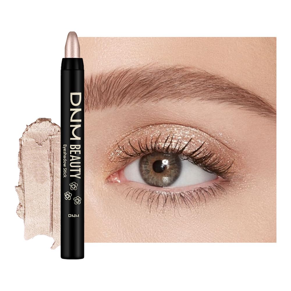 Champagne Silver Cream Eye Shadow Sticks Brightener Pencils for Women, Champagne Shimmer Silky Eyeshadow Applicator Stick Pen Waterproof, Blendable Crease-Proof Stick Eyeshadow Shimmer Eye Makeup 60