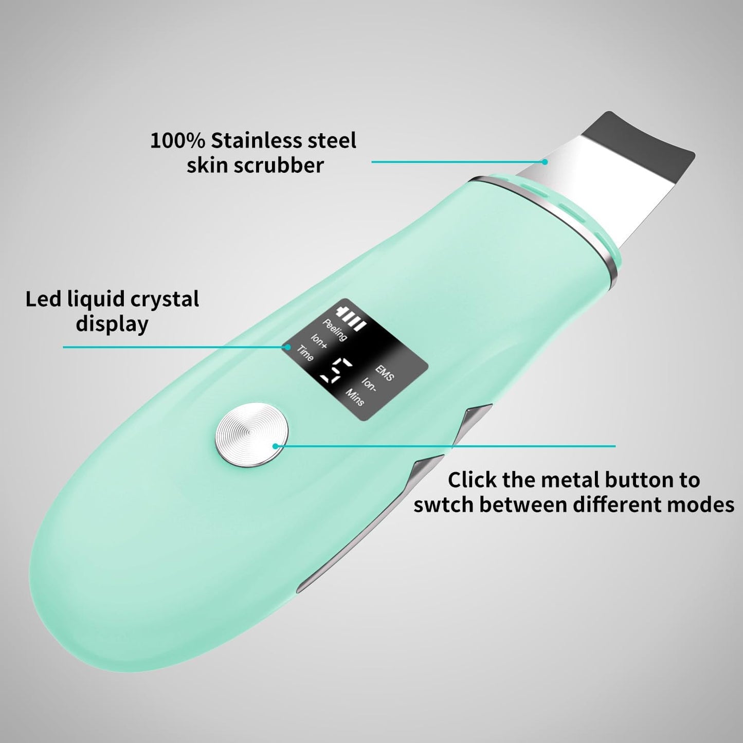 Face Scrubber Skin Spatula - Blackhead Remover Deep Cleansing Tool for Pore Extraction, 4-in-1 Fast Charging Dock Blackhead Remover Face Spatula for Facial Skincare Women Gift (Green)