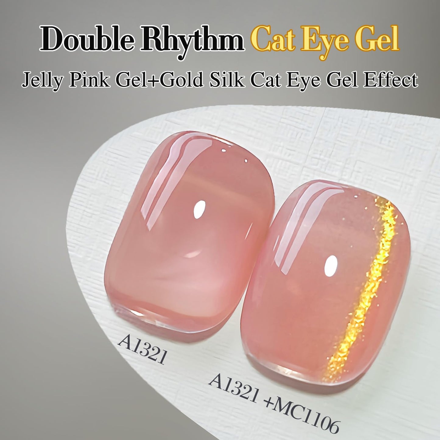 Double Rhythm Jelly Glass Cat Eye Gel Polish with Magnet 15ML Holographic Glitter Shimmer Translucent Sheer Color Magnetic Nail Polish Salon DIY at Home (MC1106)