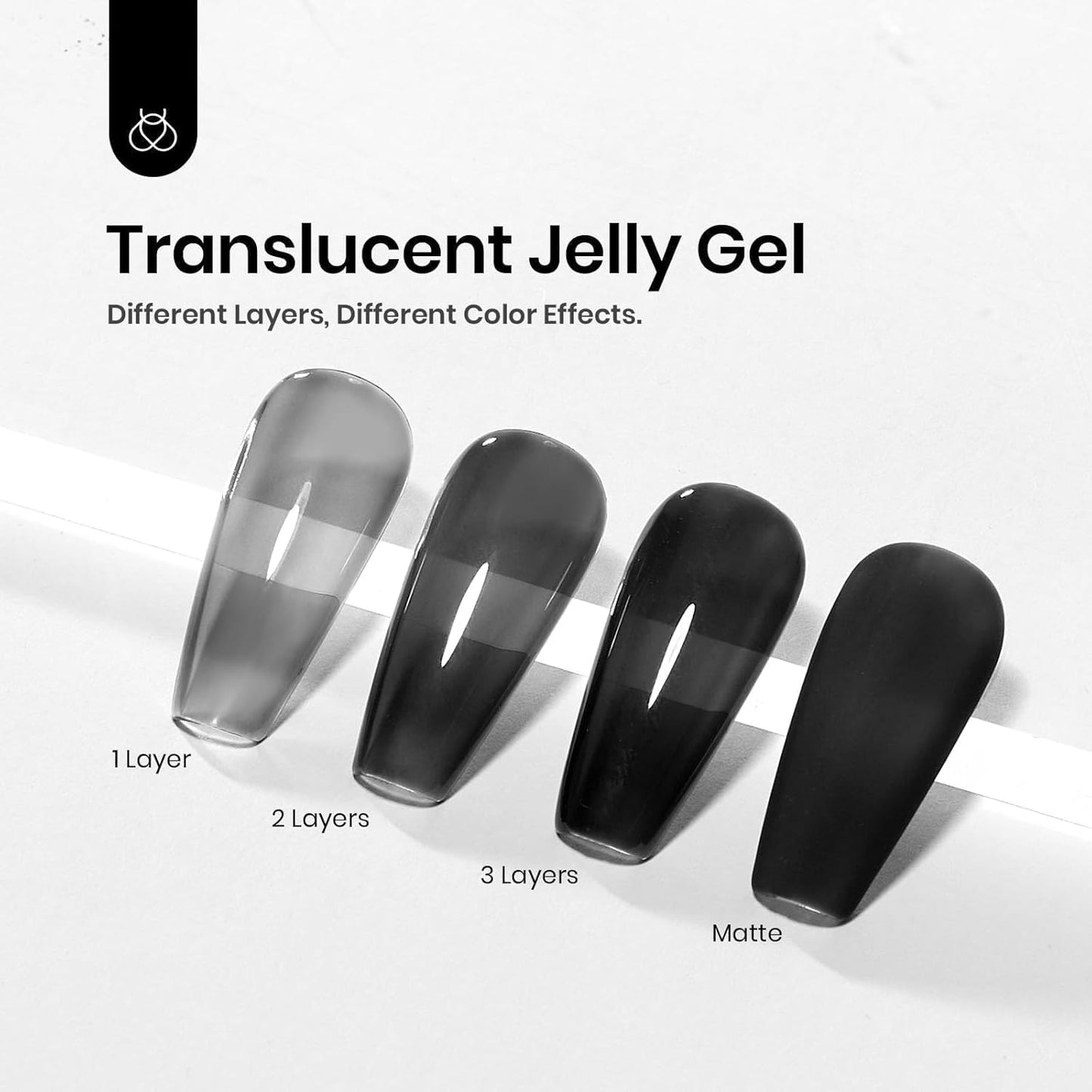 Beetles Jelly Nude Black Gel Nail Polish 15ML 1 Pcs Sheer Neutral Translucent Black Gel Polish Soak Off U V LED Nail Lamp Glassy Jelly Nails DIY Home Gift for Women