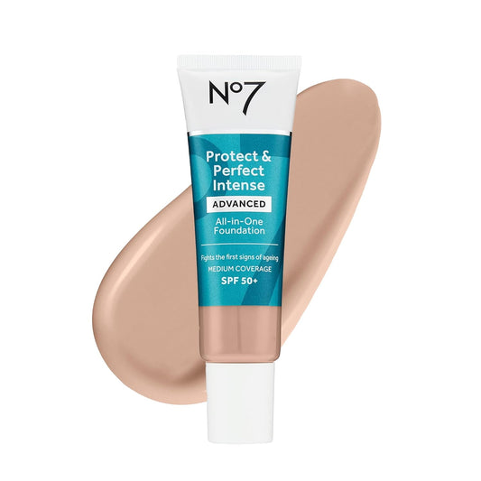No7 Protect & Perfect Advanced All in One Foundation - Cool Vanilla - Age Defying Foundation Makeup with SPF 50 - Makeup Base Cream Helps to Reduces Redness & Blurs Visible Pores (30ml)