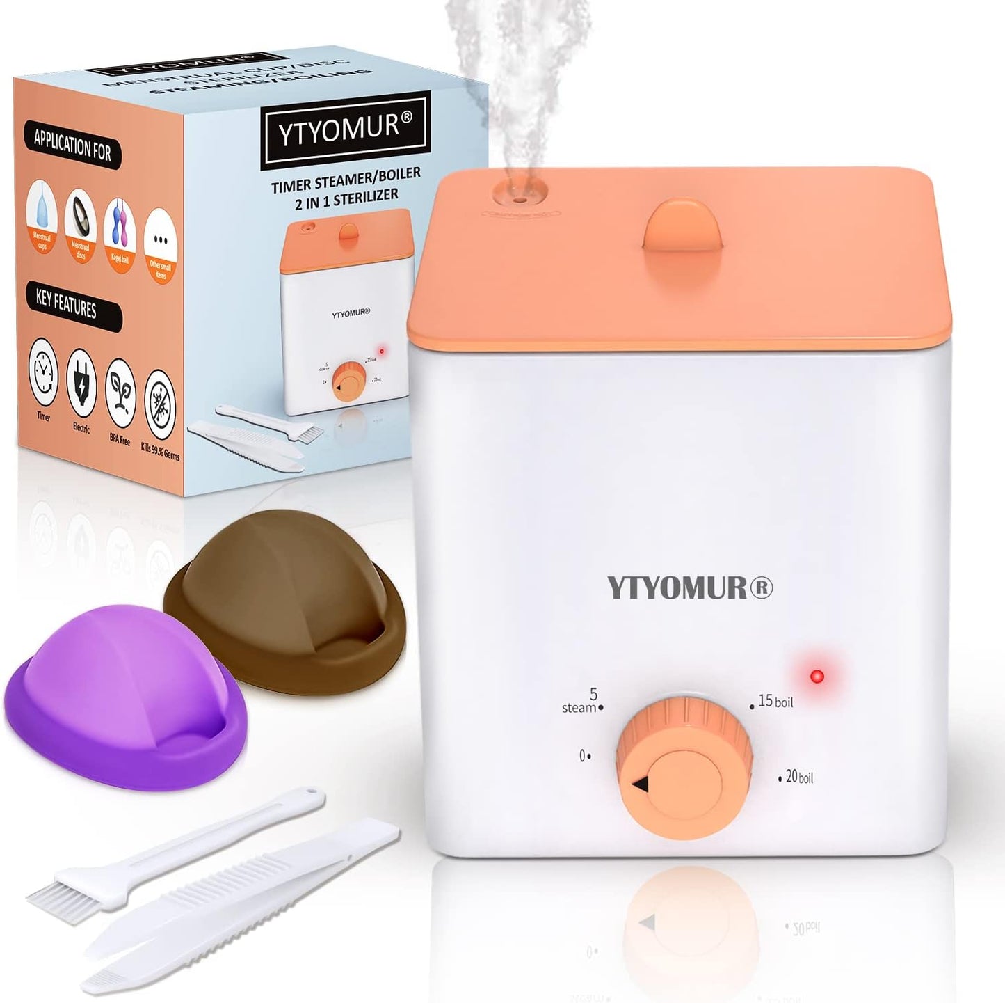 Menstrual Disc with Sterilizer- Menstrual Cup Sterilizer Steamer with 2 Soft & Reusable Period Disc, Menstrual Cups Period Cup Kit