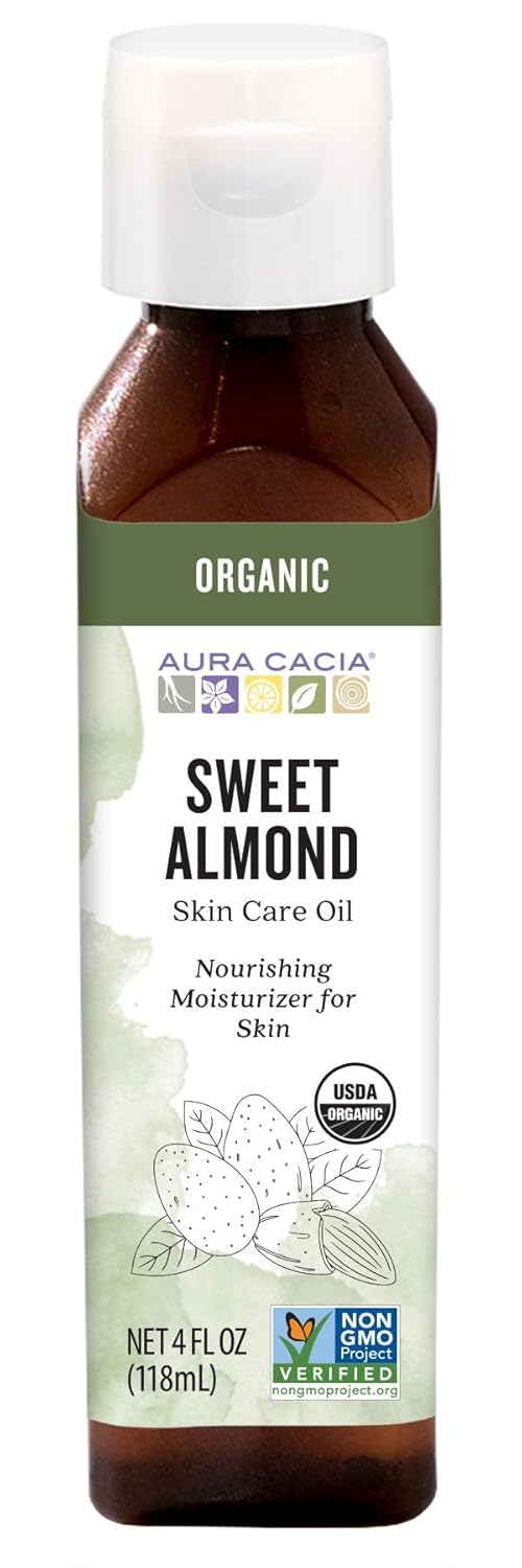 Aura Cacia Organic Sweet Almond Oil | GC/MS Tested for Purity | 118ml (4 fl. oz.)