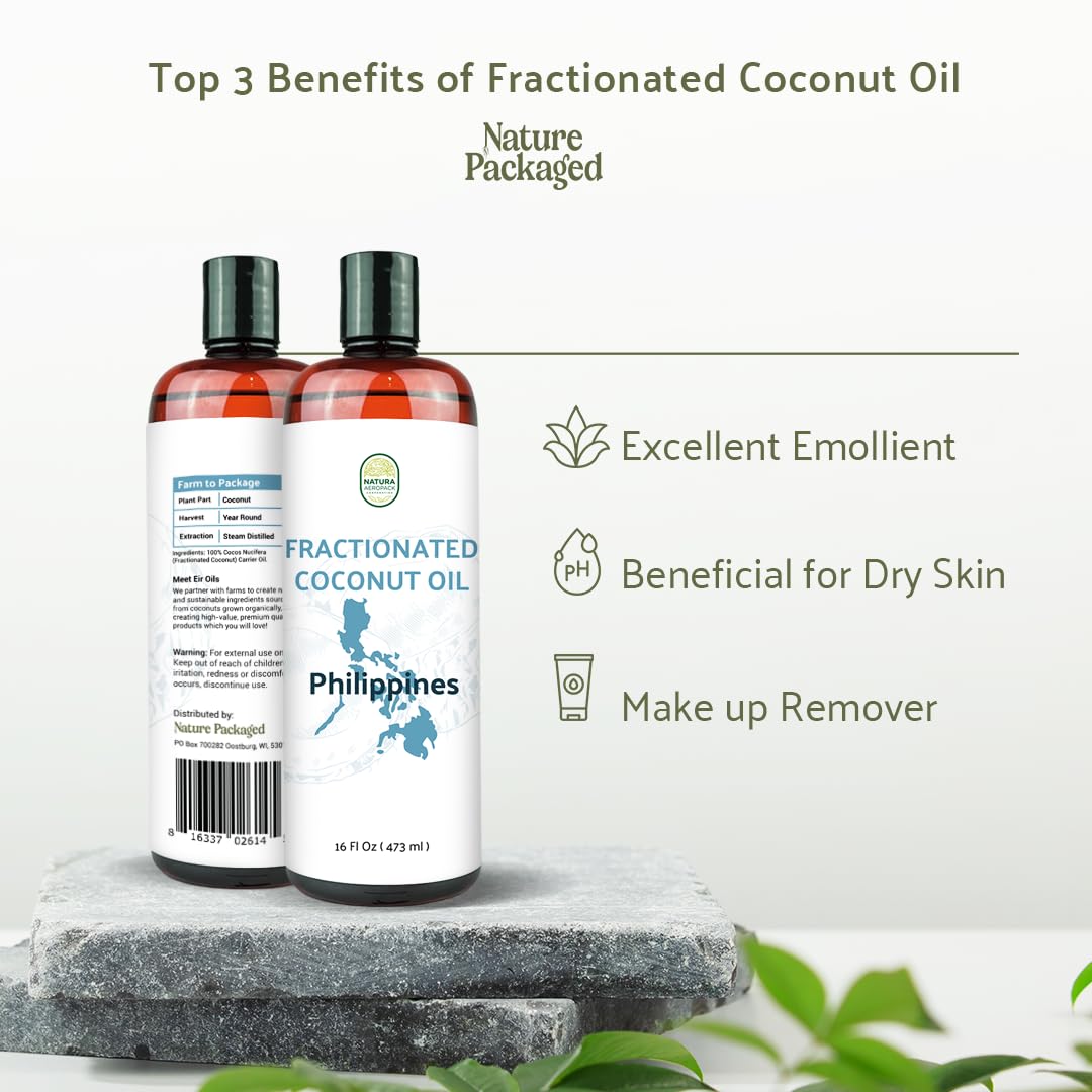 Fractionated Coconut Oil - Sourced Directly from our Farm Partner in the Philippines - Carrier Oil for Diluting Essential Oils, Body, Hair, and Skin Moisturizer - (32oz)