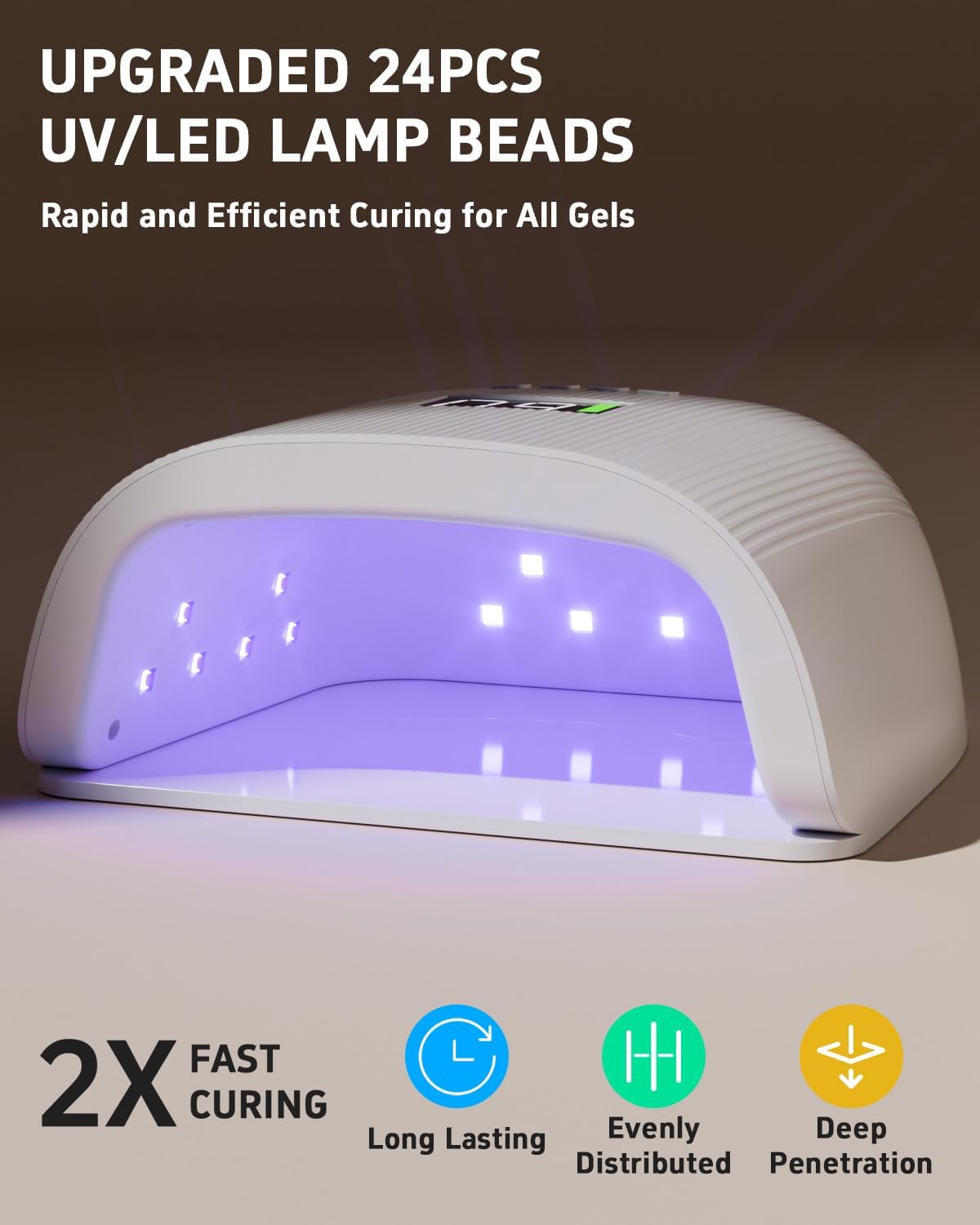 Rechargeable LED Nail Lamp, 72W Professional UV Nail Light for Gel Polish with 4 Timers & Smart Sensor, 24 PCS Powerful Lamp Beads, LCD Display UV Dryer for Hard, Extension & Acrylic Gel Fast Curing