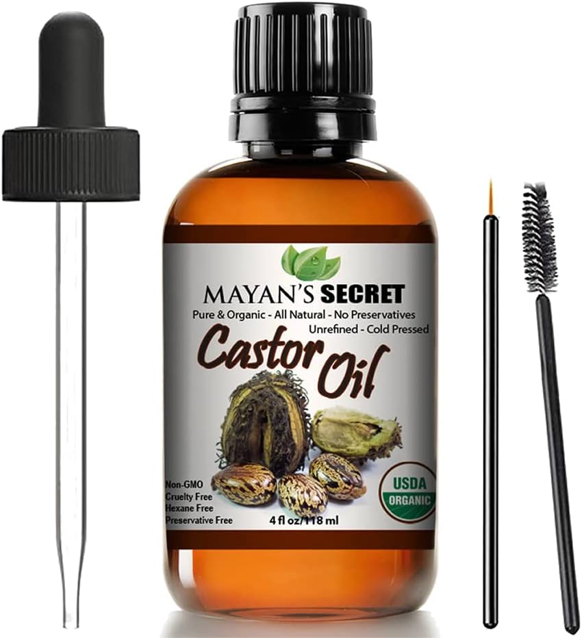 Mayan's Secret Certified Organic Castor Oil Nourishing and Strengthening Oil for Hair and Skin