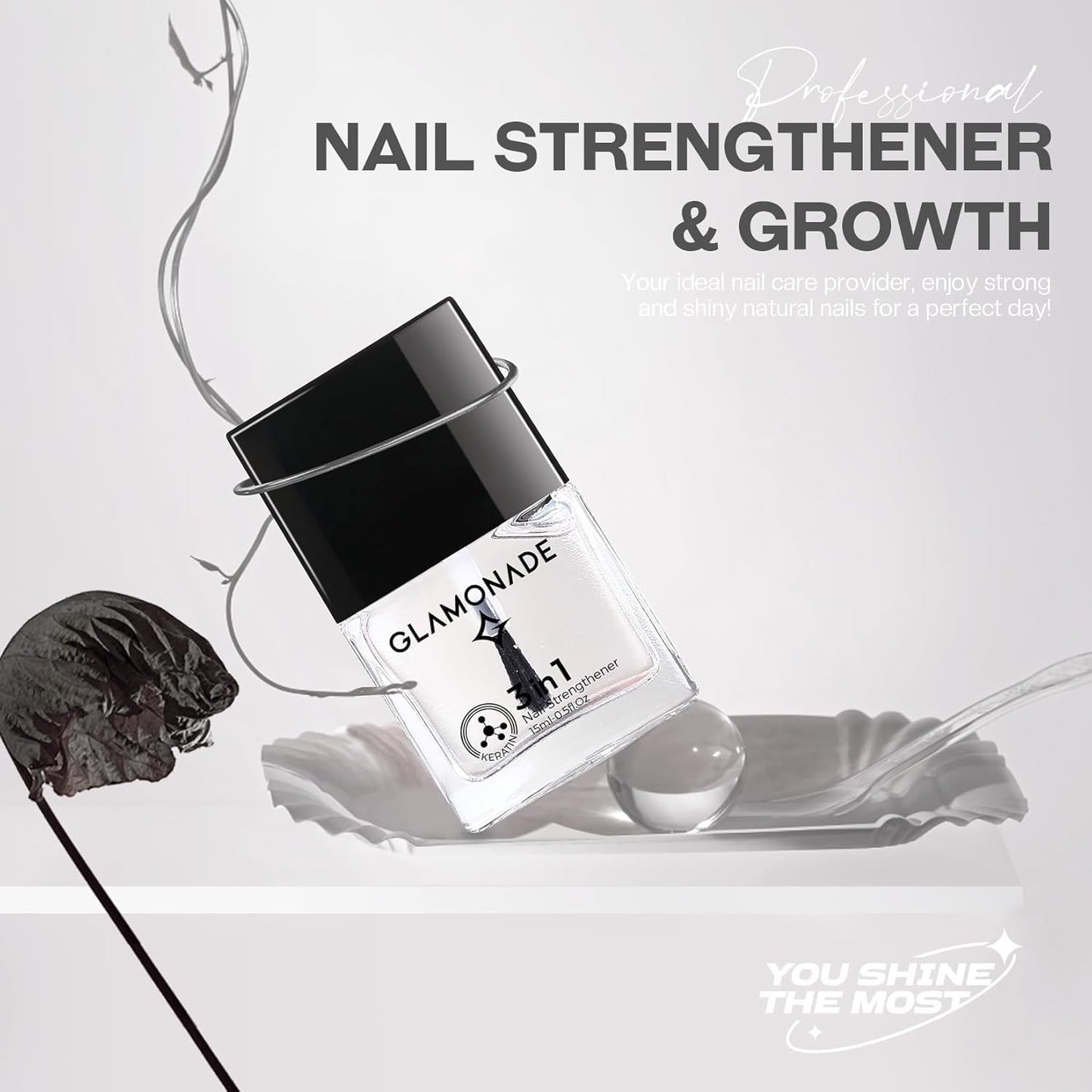 Base Top Coat Nail Polish: 3 in 1 Clear Quick Dry Nail Polish Nail Strengthener and Growth Hardener for Nail Treatment Repair Damaged Nail Care 0.5 fl oz