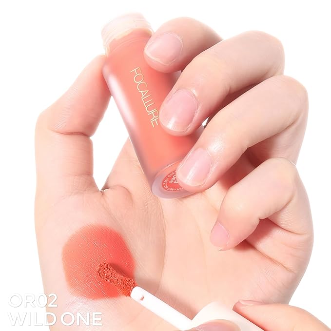 FOCALLURE Silky Cream Liquid Blush,Leaving a Matte Dewy Makeup Look,Easy to Apply and Create a Natural Flush,Long Lasting and Lightweight Cheek Blush Face Makeup,WILD ONE