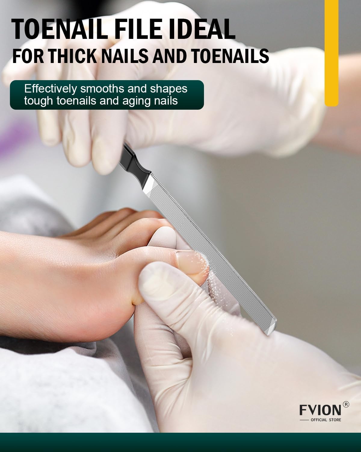 FVION 2 PCS Stainless Steel Double-Sided Long Nail File for Thick Nails – Professional Toenail File, Durable and Efficient Nail Care Tool Ideal for Manicure Or Pedicure