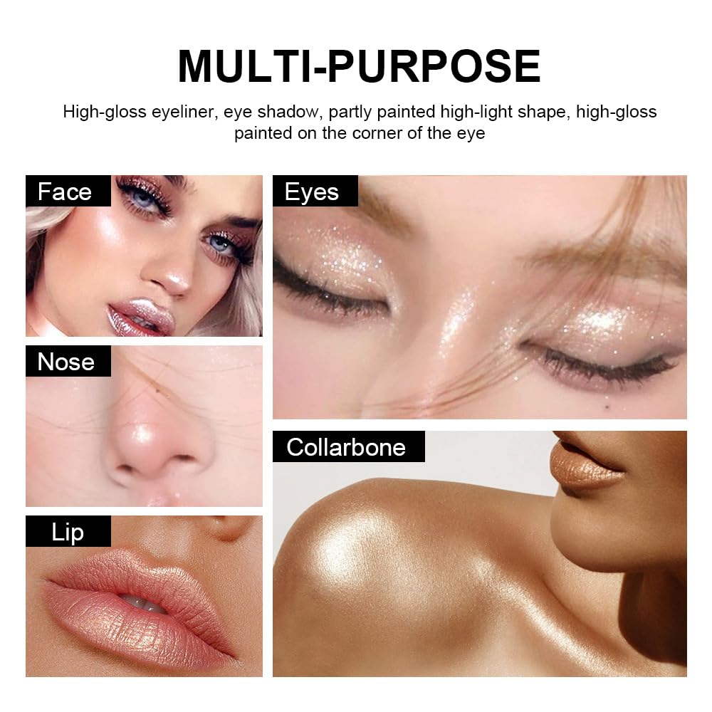 White Eyeshadow Stick Makeup, Cream Shimmer Eye Shadow Pencil, Hypoallergenic Waterproof Long Lasting Crayon, Smooth Glitter Primer Palette Eyeliner Make up