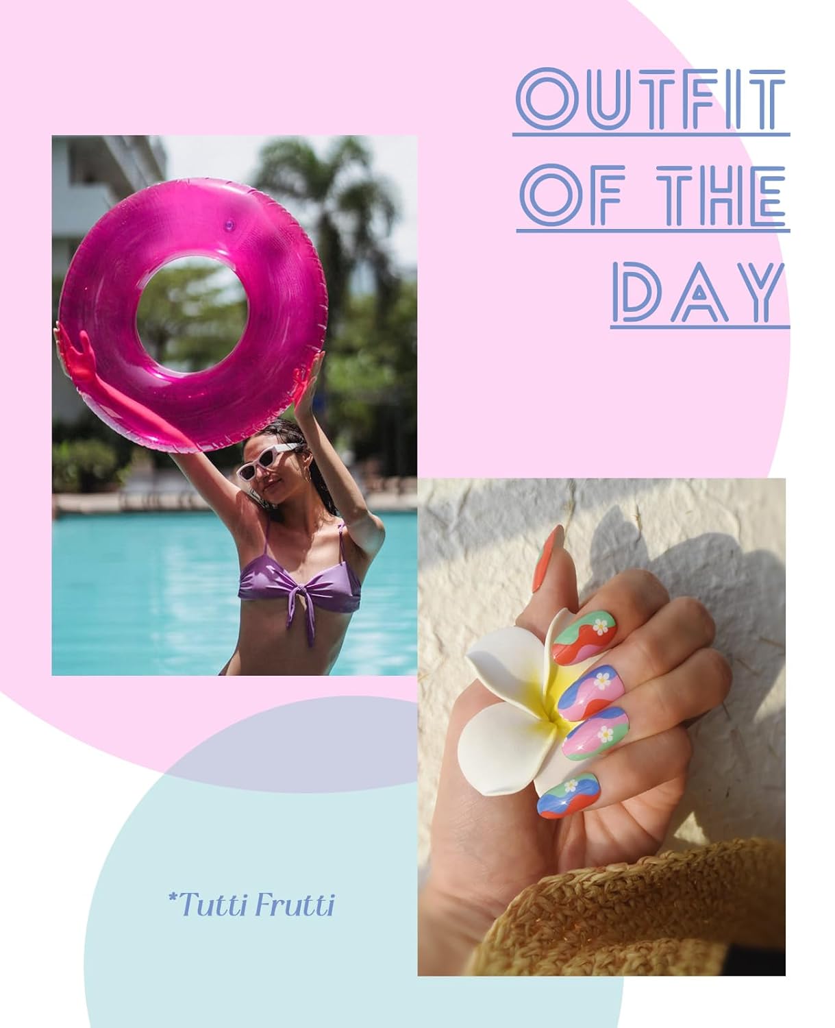 Semi Cured Gel Nail Strips, 20 pcs Nail Wraps, Glaze Stickers, Salon Quality French Manicure, Full Decal Gel Polish Strips, Long Lasting SCG, Easy on, UV Required (Tutti Frutti)