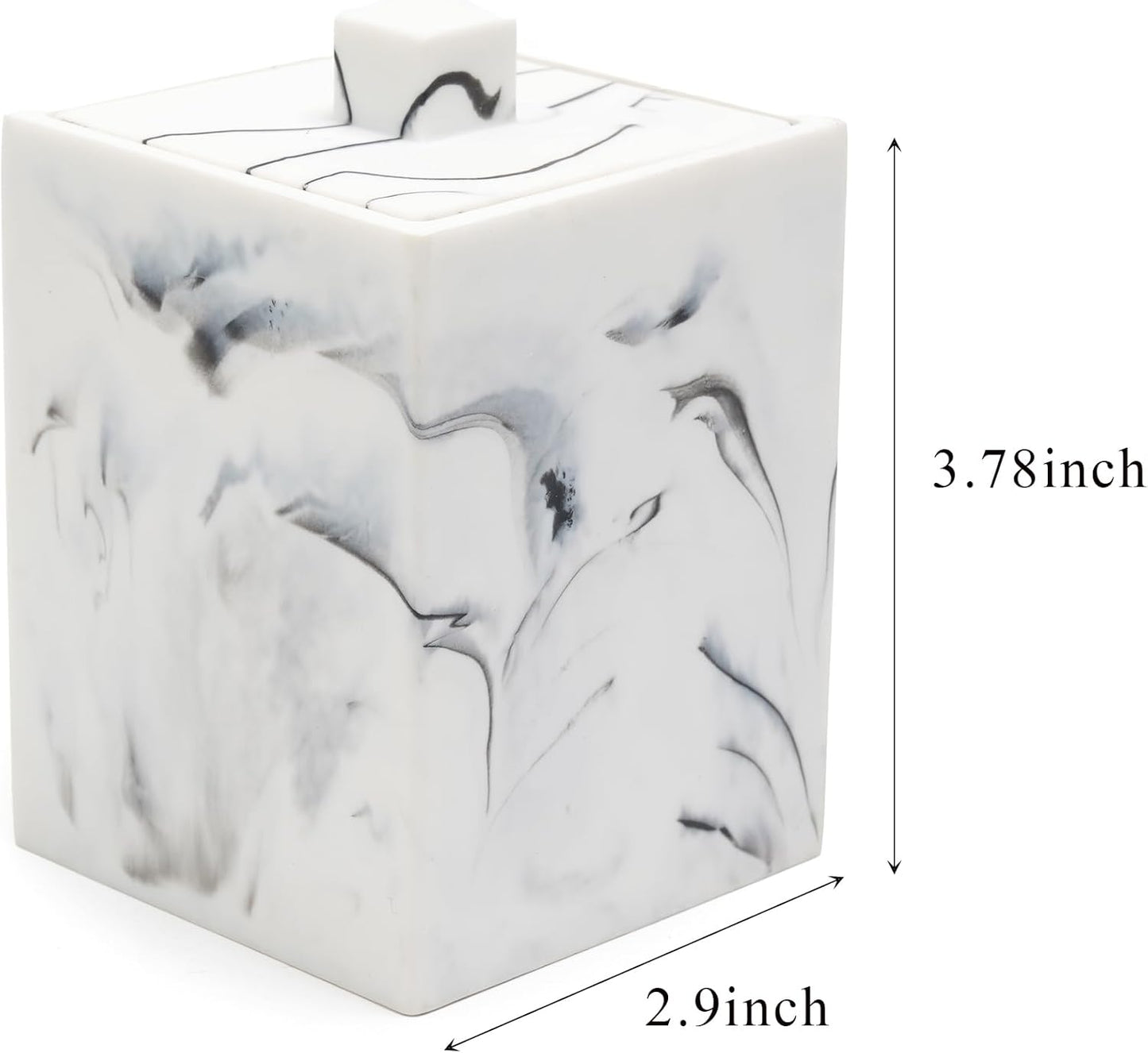 Qtip Holder with Lid, Bathroom Resin qtip holder dispenser , Cotton Swab Container jars, Cotton Ball Organizer for Floss Jewelry Necklace Ring Earring Storage jar Gift Case, Ink White