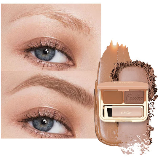 Oulac Waterproof Brown Eyebrow Powder Kit with Brow Brush 2 in1 Long Lasting Instant Eyebrow Pomade & Powder Natural Makeup for Sparse Brows 3.2 g/0.11 oz (Ginger）