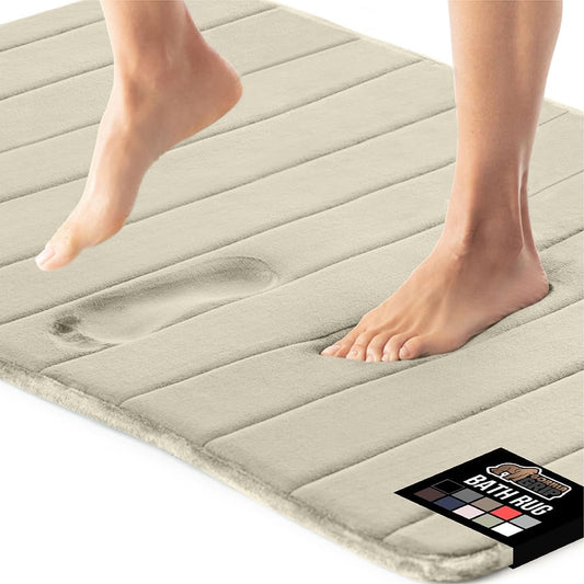 GORILLA GRIP Memory Foam Bath Mat, Soft Absorbent US Designed Bathroom Rug, Gripping Dots Machine Washable Bathmat, Cushioned Floor Mats, Shower Sink Rugs Room Décor Accessories, 36x24 Champagne
