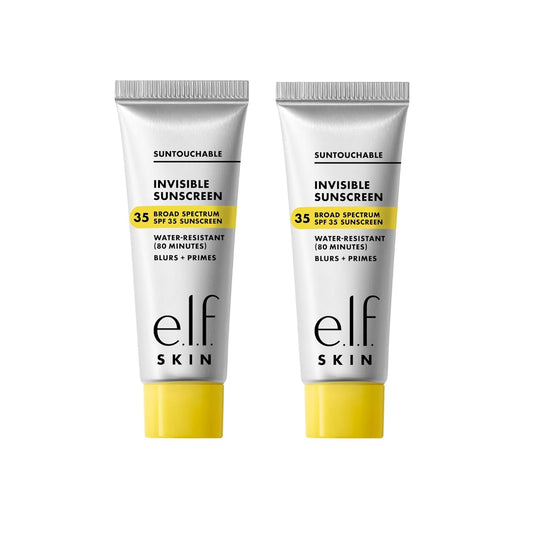 e.l.f. SKIN Suntouchable Invisible SPF 35 Mini, Lightweight, Gel-based Sunscreen For A Smooth Complexion, Doubles As A Makeup Primer, Vegan & Cruelty-Free (Pack of 2)