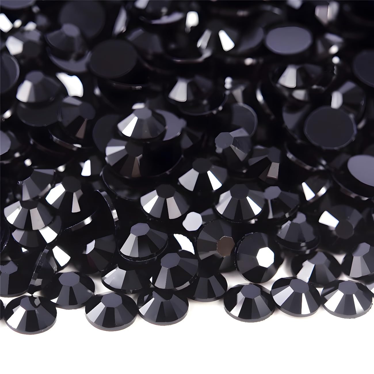 Flatback Rhinestones Round Gems for Nails Art and Crafts 1250Pcs SS20 5mm Glitter Crystals Stone DIY Bags Clothes Shoes (Black)