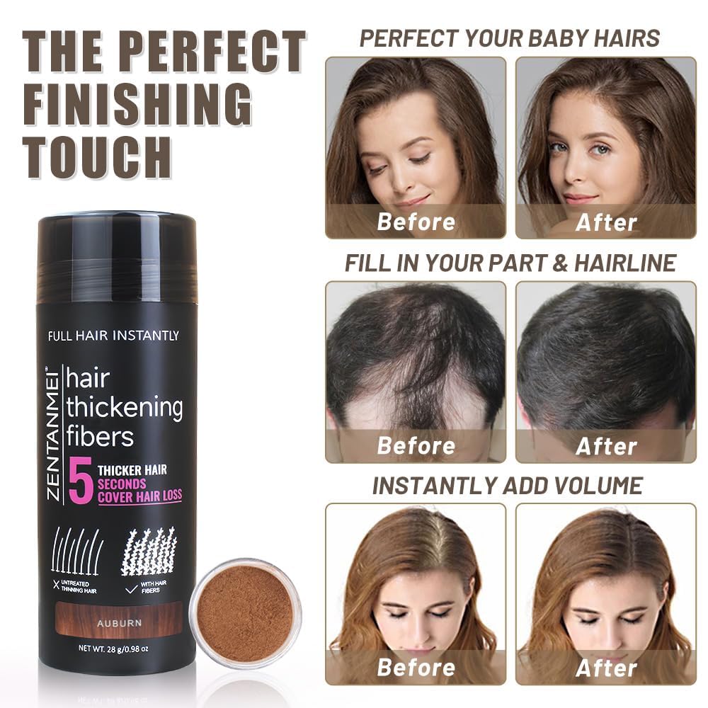 Hair Fibers for Thinning Hair for Women All-Natural Hair Building Fibers 0.98 Oz Hair Volume Powder Bald Spot Cover Up for Men & Women (Light Brown)