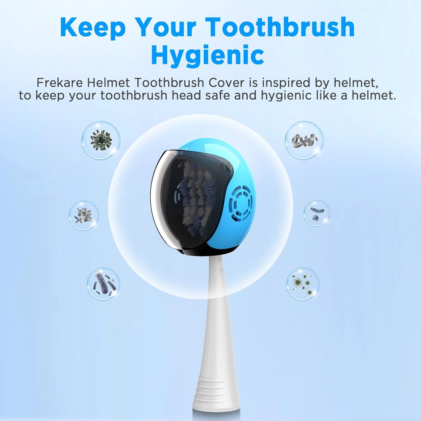 Helmet Toothbrush Covers Caps, Fits Most Manual and Electric Tooth Brushes, 4 Count (Black, Grey, Green, Yellow)