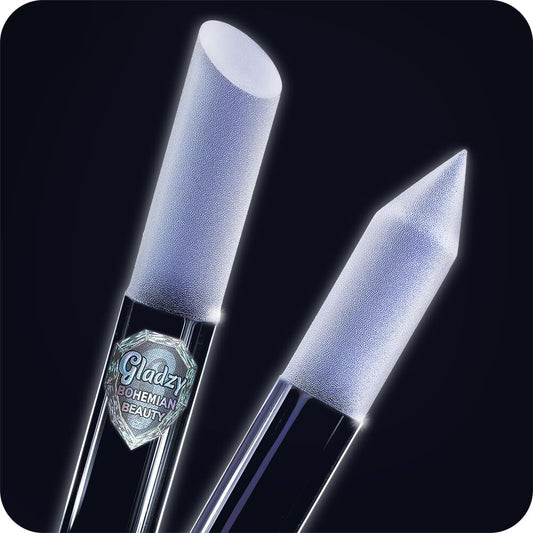 GLADZY Glass Cuticle Pusher Tool - Dual Ended Manicure Stick, Etched Crystal Glass Cuticle Remover, Callous and Dry Skin Fingertip File, Nail Shaper, Professional Nail Care, Ethically Made in EU