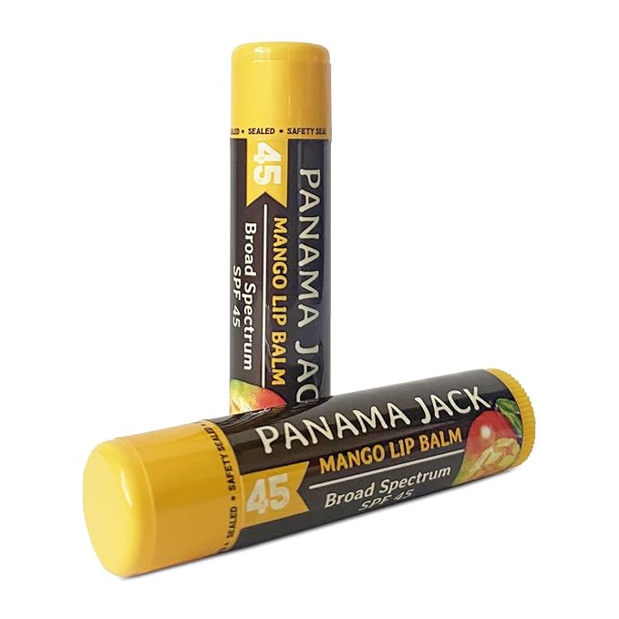 Panama Jack Sunscreen Lip Balm - SPF 45, Broad Spectrum UVA-UVB Sunscreen Protection, Prevents & Soothes Dry, Chapped Lips, Mango, 7-pack