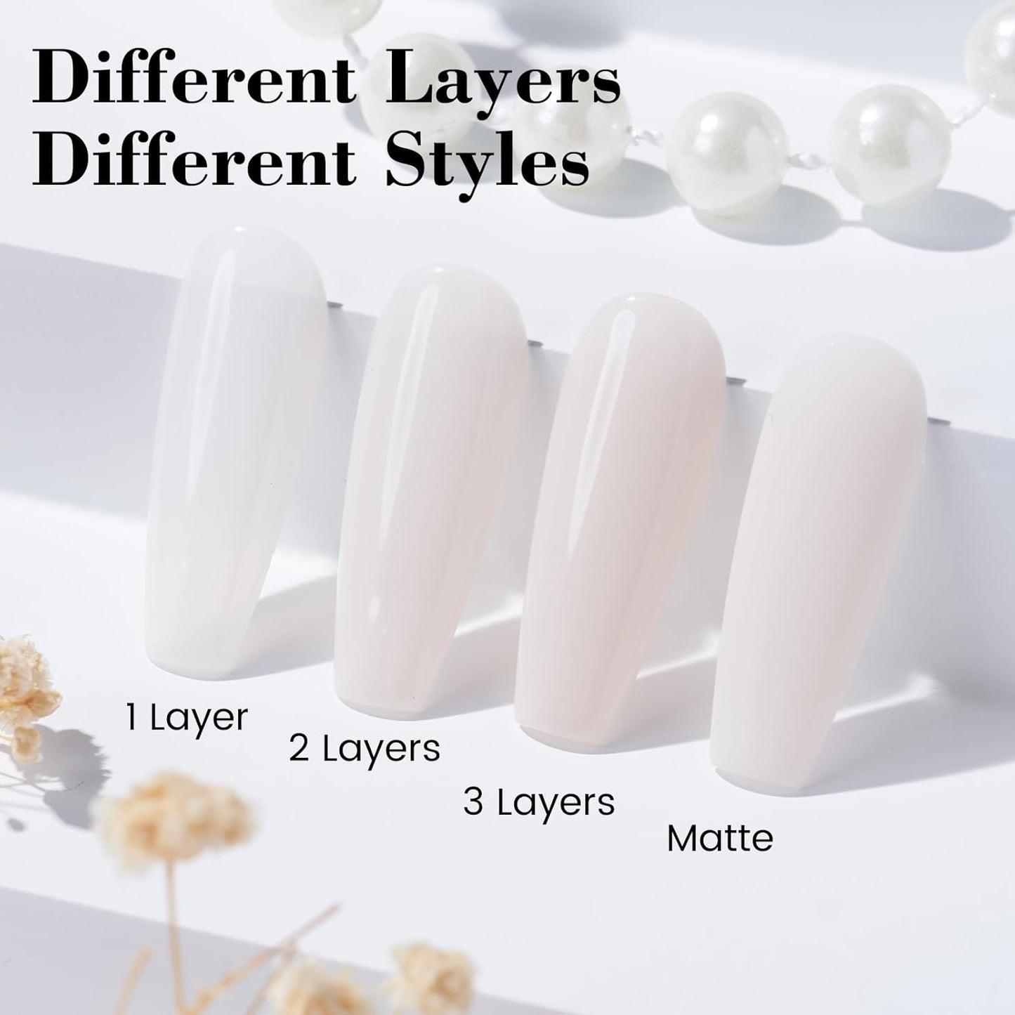 HEMA and TPO Free Milky White Gel Nail Polish - 18 ML Nude Sheer White Nail Polish Gel for Women Girls Gift, Long Lasting Jelly Clear Petal Cream Color Soak Off Cured for Home Nail Art Salon DIY