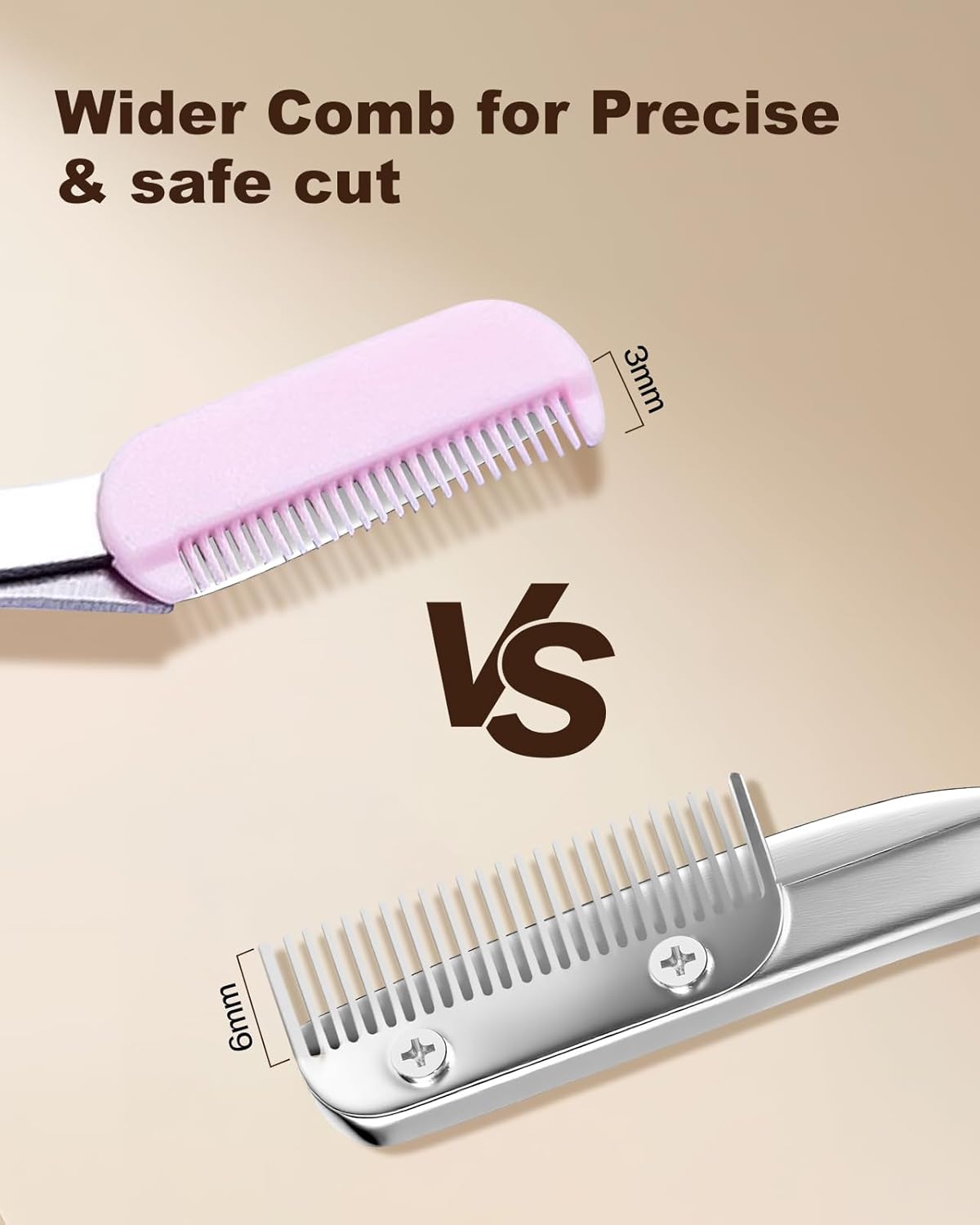 Eyebrow Scissors for Women, Stainless Steel Beauty Scissors with Comb, Precision Trimming Tool for Brows & Facial Hair, Sharp Blades with Safety Guard, Compact & Travel-Friendly (White)