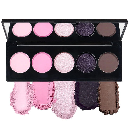 Pink Black Brown 5Colors Eye Shadow Palette Makeup with Mirror,Neutral Vegan Eyeshadow Palette for Older Women Waterproof Long Lasting Naturing-Looking sombras para ojos,Cruelty Free