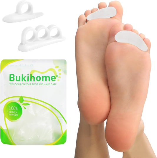 Bukihome Hammertoe Corrector Gel Toe Straighteners - 12 pcs Support Crest for Women & Men - Realign Bent, Crooked, Curled, Claw, Hammer Toes - White,Multi-Size