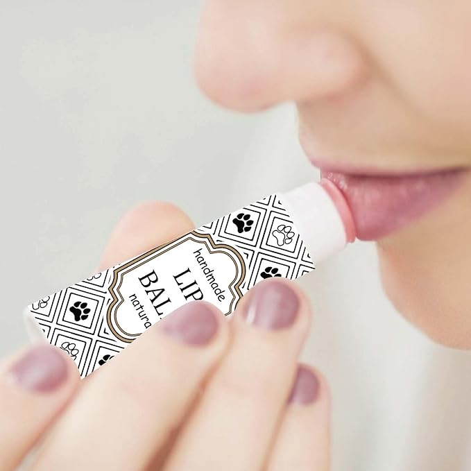 CRASPIRE 80Pcs 8 Styles Lip Balm Sticker Vintage Pattern Self-Adhesive Homemade Lip Balm Labels Vintage Square DIY Label Stickers for Lip Balm Containers Cosmetics Lipsticks