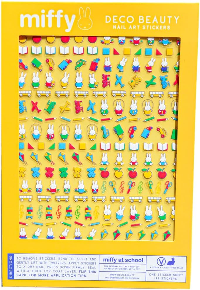 Miffy at School Nail Stickers - Lightweight & Easy-to-Apply Nail Art with Trendy Design - Durable & Long-Lasting Nail Stickers for Women, Ideal for DIY Manicures & Salon-Quality Nails