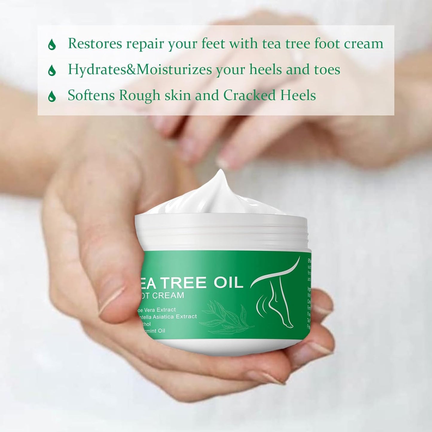 Tea Tree Oil Foot Cream for Dry Cracked Feet,Hydrating Foot Cream For Women Men (8oz)